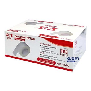 SOS Plus Transperent Tape TR3 1"x10หลา เทปแต่งแผลชนิดใส