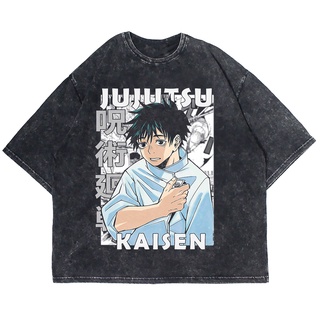 เสื้อยืดแขนสั้น พิมพ์ลายอนิเมะ JUJUTSU KAISEN YUTA Oxcotsu HOMAGE WASHING VINTAGE ขนาดใหญ่ สําหรับผู้ชาย