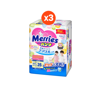 [ส่งฟรี][ขายยกลัง!] MERRIES เมอร์รี่ส์ กางเกงผ้าอ้อมเด็ก ไซส์ XXL26 ชิ้น (รวม 3 แพ็ค ทั้งหมด 78 ชิ้น)