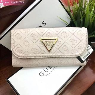 GUESS FACTORY Womens Ebony Logo-Embossed Slim Wallet ของแท้ ราคาถูก