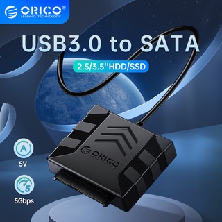 Orico SATA อะแดปเตอร์แปลงสายเคเบิล USB 3.0 เป็น SATA 5Gbps SATA พร้อมไฟ LED สําหรับฮาร์ดดิสก์ภายนอก HDD SSD 2.5 3.5 นิ้ว รองรับ CD ROM Plug&amp;Play สําหรับ Macbook LaptopTV PS4(UTS1)