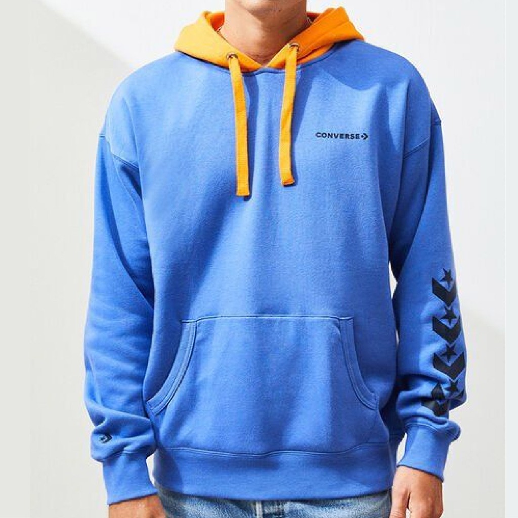 Converse เสื้อคลุม Repeated Chevron Star Blue & Orange Hoodie Blue