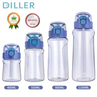 Diller 400ml/1100ml ขวดน้ําพร้อมหลอดดูดสําหรับกีฬาและ Outdoors DB-003