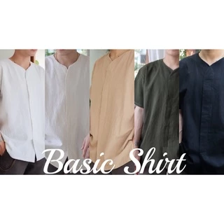 🤍Basic Shirt เสื้อเชิ้ตคอกลมผ้าฝ้ายมินิมอล เสื้อผู้ชาย เสื้อใส่ทำงานไปคาเฟ่ Manee.cotton