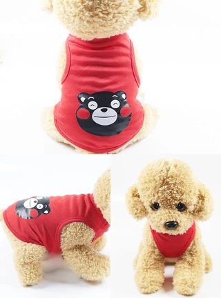 เสื้อกั๊กแมวน่ารักฤดูร้อนการ์ตูนเสื้อผ้าสุนัข