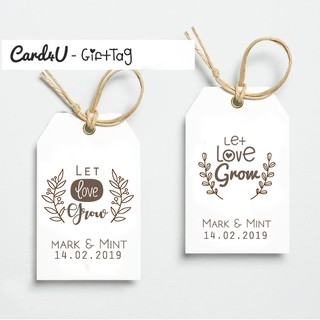 ป้ายกระดาษ Gift Tag "Let Love Grow" ติดของชำร่วยงานแต่ง แพค 50 ชิ้น