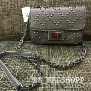 FOREVER21 STUDDED FAUX LEATHER CROSSBODY (Grey) (Outlet)