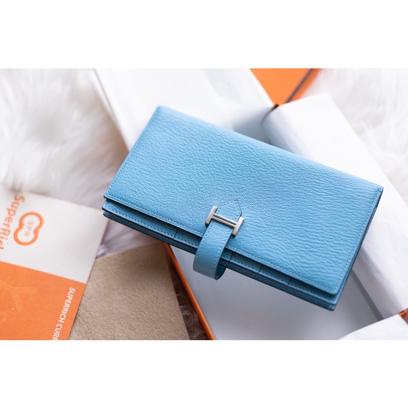 กระเป๋าสตางค์ Hermes สีฟ้า จากชอปไทย