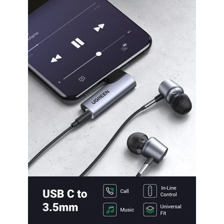 Ugreen อะแดปเตอร์ชิปเสียง USB Type C เป็น 3.5 มม. สําหรับ SAMSUNG S21+ SAMSUNG S10 Oneplue 8 Huawei P40 Surface Pro 7 Macbook Air 2020