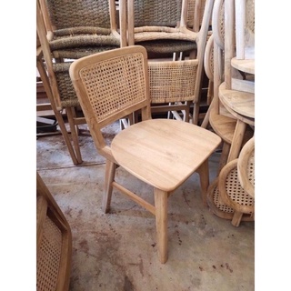 🪵เก้าอี้ไม้สักแท้ 💯 Rattan teak wood chair สไตล์ มินิมอล สีธรรมชาติ