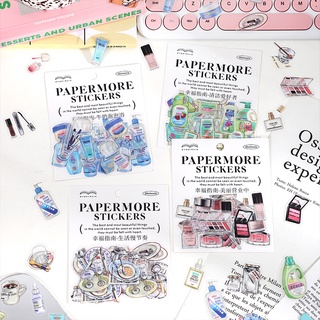 Papermore ชุดสติกเกอร์ PET ใส ขนาดเล็ก สําหรับติดตกแต่งสมุด