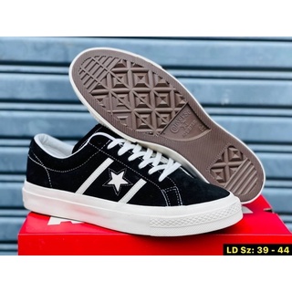 Converse Jack Star Made in Japan Black (size37-44) หนังกลับ
