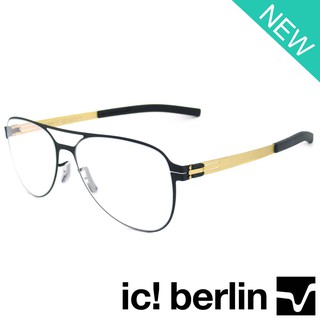 Ic Berlin แว่นตารุ่น 014 C-4 สีดำขาทอง กรอบเต็ม ขาข้อต่อ วัสดุ สแตนเลส สตีล Eyeglasses Stainless Steel