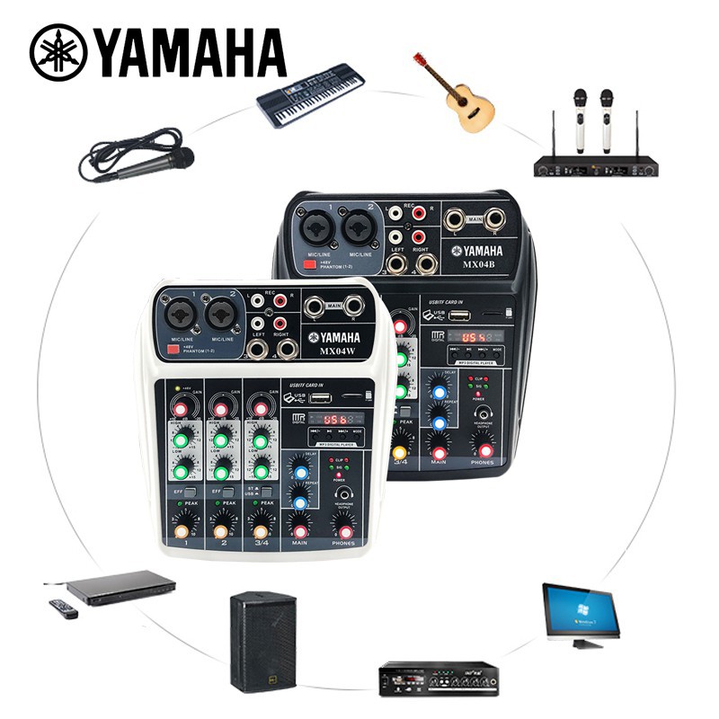 ✑YAMAHA MX04B Audio Mixer 4 Channels Mini Musical Multifunctional PC Interface Mixing Console DJ Bui