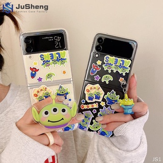 Jusheng เคสโทรศัพท์มือถือ แบบฝาพับ ลายเด็กผู้ชายสามตา พร้อมที่ตั้งวาง และจี้ สําหรับ Samsung Z Flip4 Z Flip3 Z Flip2 Z