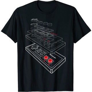 เสื้อยืดผ้าฝ้ายพรีเมี่ยม เสื้อยืด พิมพ์ลายกราฟฟิค Nintendo NES Controller Exploded Schematic สําหรับผู้ใหญ่