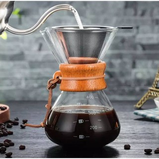 เหยือก รองดริปกาแฟ Coffee Pot Manual Drip ผลิตจาก High-Borosilicate Glass ทนความร้อนสูง ปริมาตร 400ml --ของมีพร้อมส่ง--