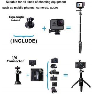 Yunteng YT-9928 3IN1 - ขาตั้งพร้อมไม้เซลฟี่ และ รีโมทชัตเตอร์ /กระเป๋า/ Adapter GOPRO。