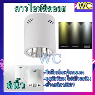 ดาวไลท์กระบอกลอย สีขาว White โคมไฟดาวน์ไลท์ติดลอย สีขาว 6 นิ้ว รุ่น 6C