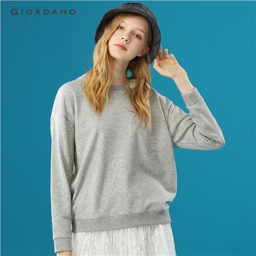 GIORDANO WOMEN Solid color crewneck sweatshirt 05329798