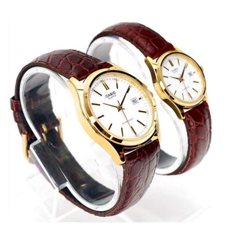 Casio Standard นาฬิกาคู่รัก ชายหญิง รุ่น MTP1183Q7A , LTP1183Q7A สายหนังสีน้ำตาล หน้าปัดขาว รุ่นขายดี