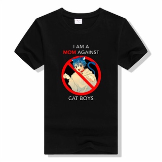 [S-5XL] เสื้อยืดแขนสั้นลําลอง ทรงหลวม พิมพ์ลายอนิเมะ I Am A Mom Against Cat Boys สไตล์ญี่ปุ่น สําหรับผู้ชาย