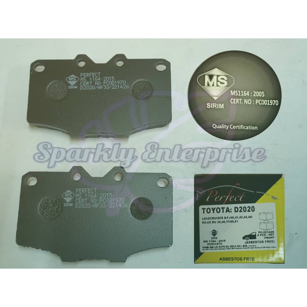 TOYOTA LAND CRUISER B/F J40 , HILUX RN36 , YN60 ผ้าเบรคหน้า D2020