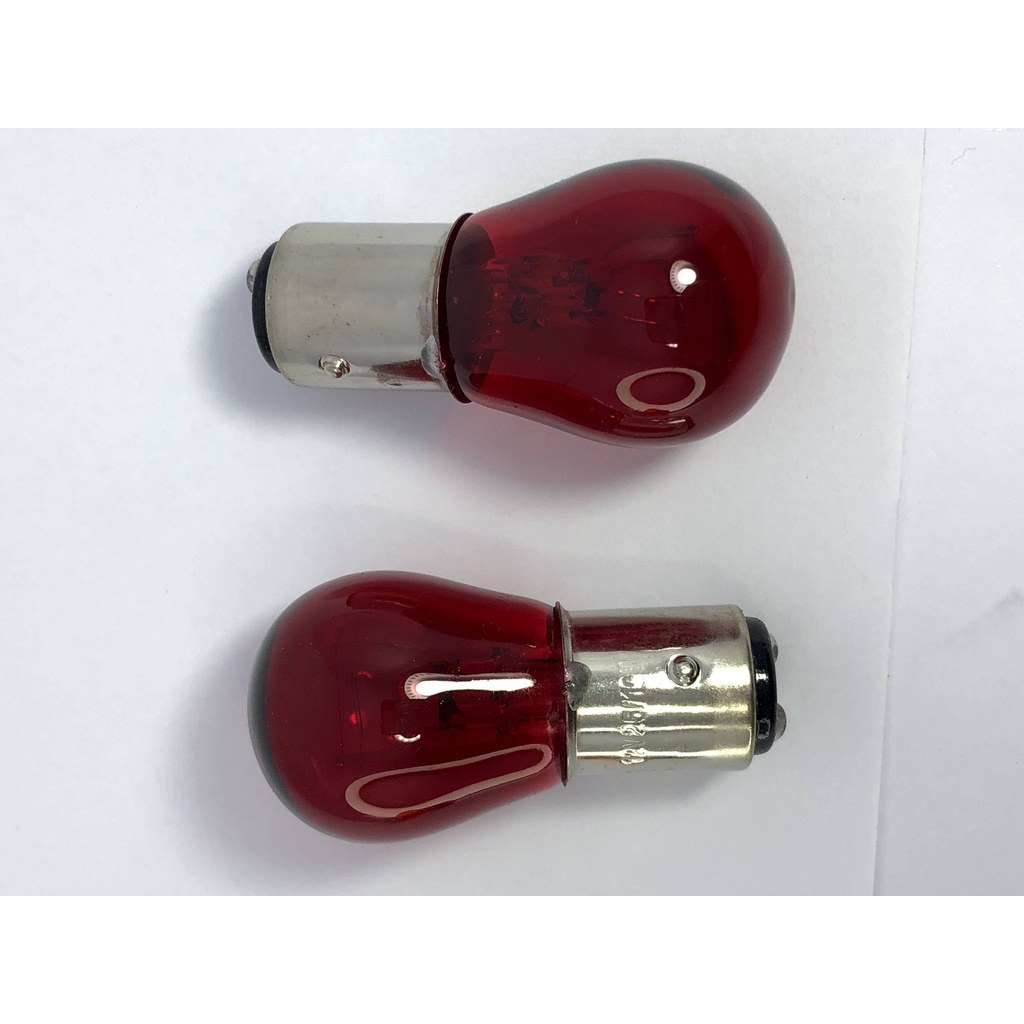 หลอดไฟ หลอดไฟท้าย หลอดไฟหรี่ / เบรค 2 ไส้ (2จุด) 12V 25/10W สีแดง (ราคาต่อ 2 ดวง)สำหรับ ไฟท้าย แต่ง หรือฝาแต่ง รมดำ ฝาใส
