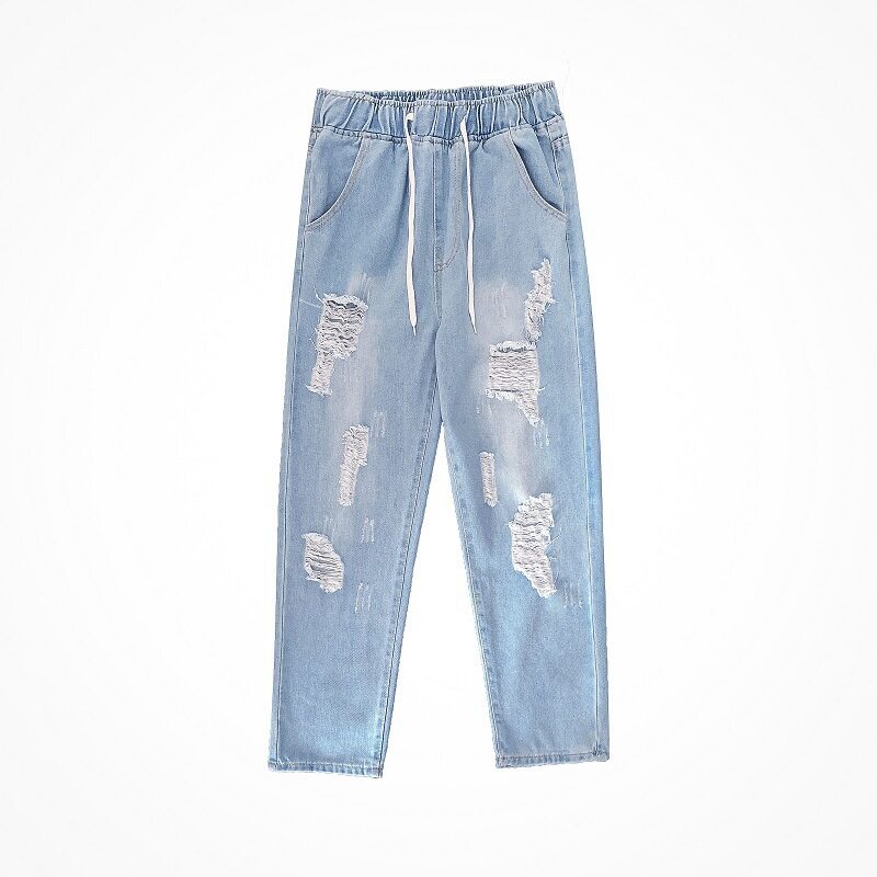 56MEN New  Men jeans  pants D98 กางเกงยีนส์ชาย กางเกงยีนส์ยืดชาย กางเกงยีนส์ชายขากระบอก ทรงหลวมเอวยืด แต่งขาดแฟชั่น