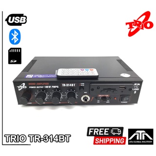 แอมป์ TRIO TR-314BT ขยายติดรถ ขยาย ประกาศ 180 W มี USB , SD Card , Bluetooth