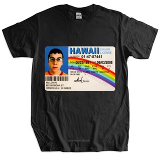 tshirtเสื้อยืดคอกลมฤดูร้อนHomme เสื้อยืด ผ้าฝ้าย พิมพ์ลาย Mclovin superbad geek ID card แฟชั่นฤดูร้อน สําหรับผู้ชาย วัยร