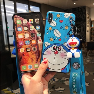 3D สติทช์ &amp; โดราเอมอน เคส VIVO S1 Y1s Y91c Y91 Y91i Y93 Y95 Y81 Y85 V20 Pro V15 Pro V11 Pro V11i V9 X9 X9s V5 Plus Fashion Cute Stitch Soft Case Cover with Holder Lanyard