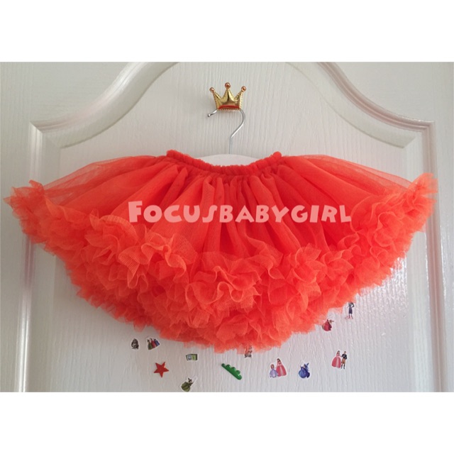 พร้อมส่ง กระโปรงtutu กระโปรงฟูฟูสีส้ม