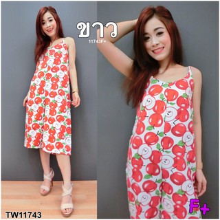 SS11743 Jumpsuit จั้มสูท สายเดี่ยวลายแอปเปิ้ล