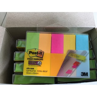 Post it 670-5AN 3M เพจมาร์กเกอร์ 5 สี กระดาษโน๊ต ยกแพ็ค 10 อัน ของแท้ส่งชัวร์ โพสอิท โพทอิท