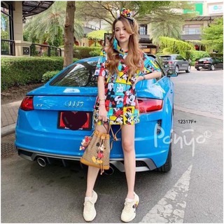 SS12317 Dress เดรสทรงตรงแขนสั้น + ยางมัดผม