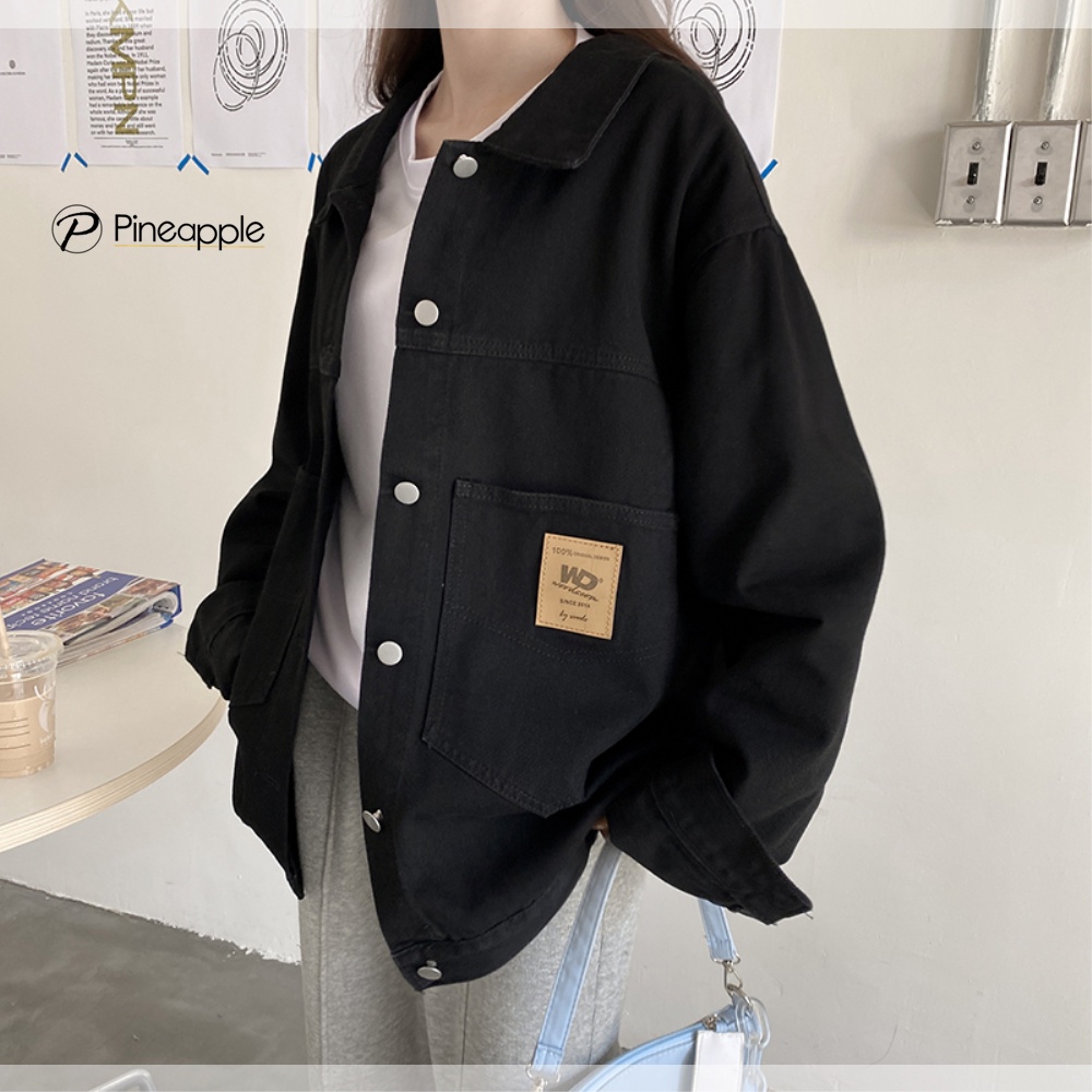 8724 เสื้อแจ็คเก็ตยีนส์แฟชั่น ผ้าเดนิม ไซส์ใหญ่ สไตล์เกาหลี ทรงหลวม Loose denim jacket
