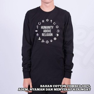 เสื้อยืด ลาย Combed 30 DISTRO HUMANITY ABOVE RELIGION สีพื้น