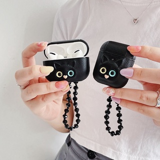 เคสหูฟัง ลายแมวน่ารัก สําหรับ airpods 1 2 case cover พร้อมสร้อยข้อมือ กันกระแทก