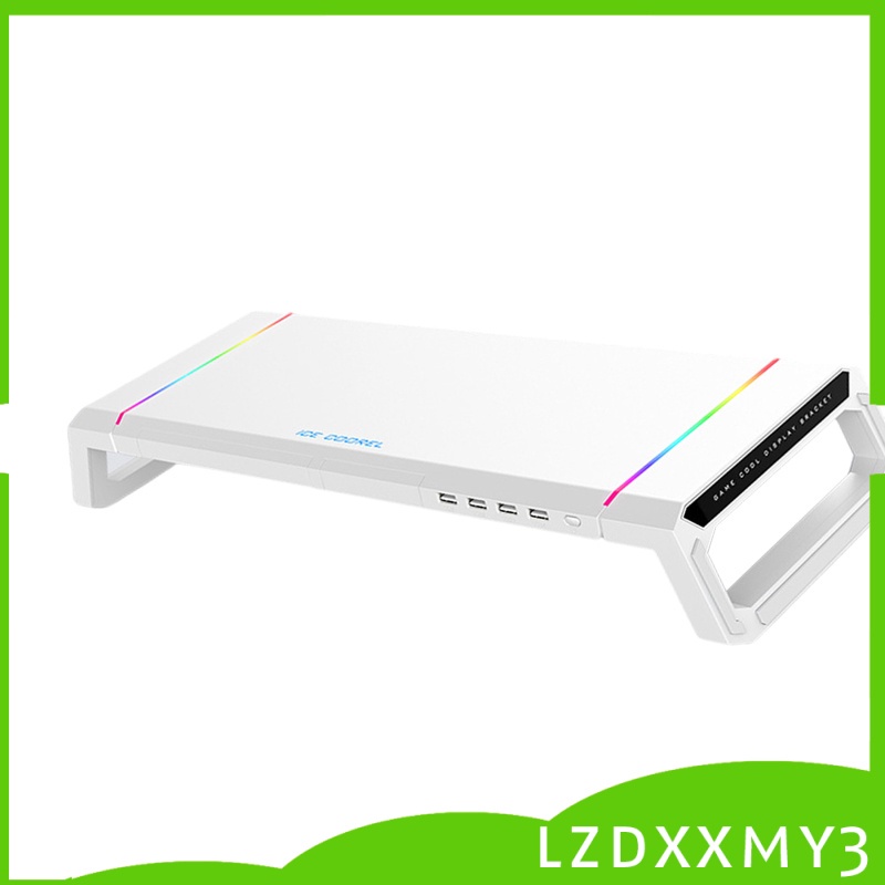 HOT Foldable Computer Monitor Stand Riser Bracket RGB 4 USB Keyboard