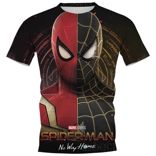 CLOOCL เสื้อยืดคอกลมแขนสั้นพิมพ์ลาย Marvel Spiderman 3D