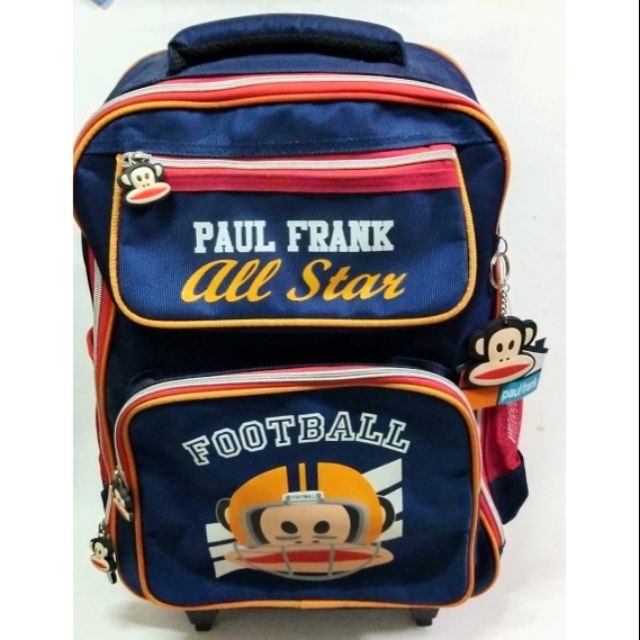 มือ1  ** สีด้านบนซีดเล็กน้อยตามภาพ,กระเป๋าล้อลาก Paul frank All Stars Football ของแท้  ของใหม่ มีป้า