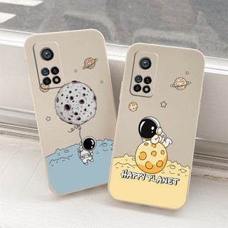 เคสโทรศัพท์นักบินอวกาศ Liquid Silicone Phone Case For Xiaomi Mi 10T pro Lite 9T Pro Lite Shockproof Camera Lens Protection Soft Back Cover เคสมือถือ