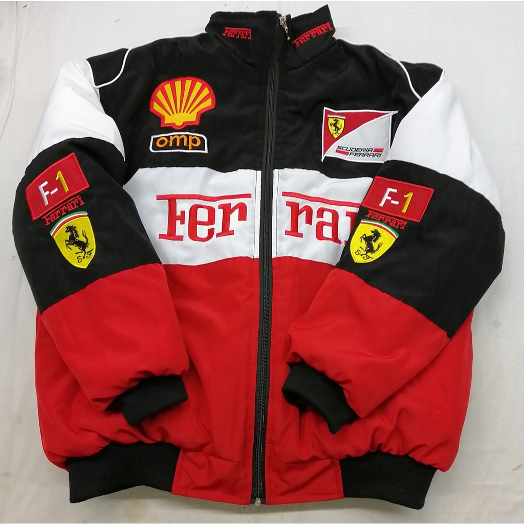 F1 ชุดแข่ง F1 สไตล์แจ็คเก็ต Cool แฟชั่นปักลําลองแขนยาวเสื้อแจ็คเก็ต OMP Ferrari Fleet Stand-Up Colla