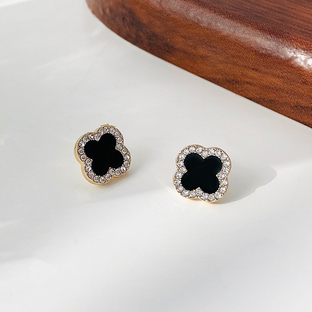 ต่างหูเพชร รูปใบโคลเวอร์สี่แฉก คุณภาพสูง เครื่องประดับแฟชั่น สําหรับผู้หญิง - รูปที่ 6