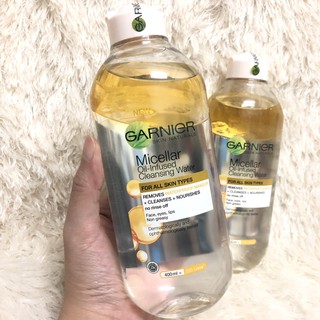 [แพ็กคู่]การ์นิเย่ ไมเซล่า ออยล์ อินฟิวส์ คลีนซิ่ง วอเตอร์400มล. GARNIER MICELLAR Oil-Infused Cleansing water(สีเหลือง)