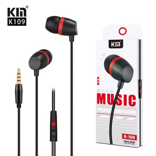 🔥หูฟัง KIM K109 HI-Fi หูฟังพร้อมไมค์คุยโทรศัพท์ได้ Honor Music Universal Earphone With Microphone รับประกันสินค้า