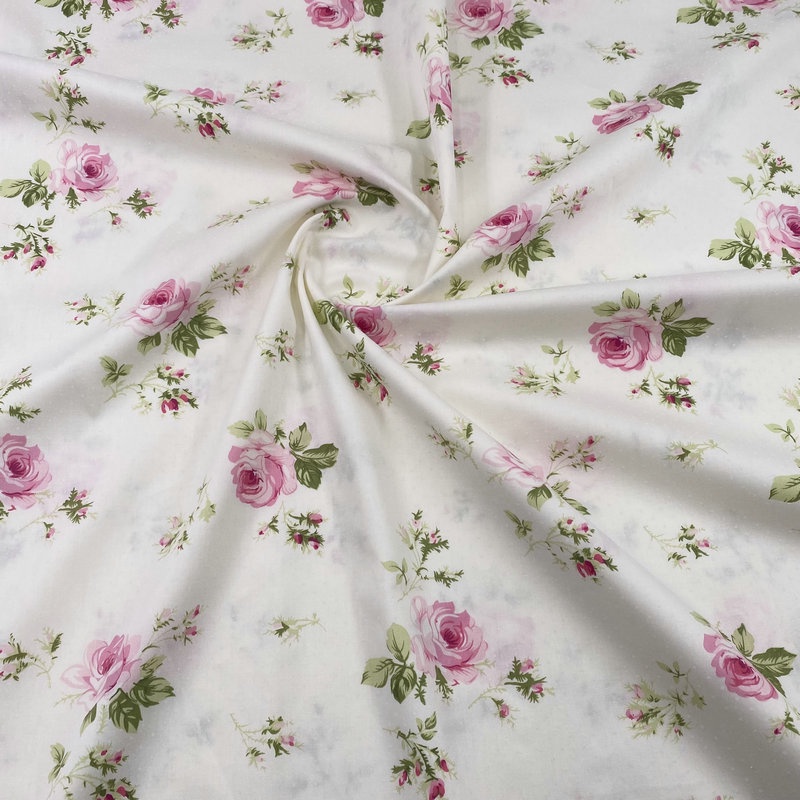 กว้าง 60 ''/160 ซม. ผ้าฝ้ายหวี,ดอกกุหลาบสไตล์ผ้าฝ้ายสิ่งทอลายทแยงผ้าผ้าฝ้ายเสื้อผ้าทําด้วยมือผ้า - รูปที่ 3
