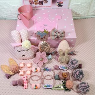 กิ๊บติดผมเด็ก สไตล์เกาหลี set 24 ชิ้น กระต่ายสีชมพู