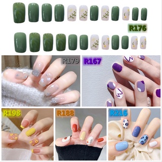 24 Pieces Fake Nails False Nails With Free Glue  DIY Nail Art Sell Jelly Glue / Adhesive R159-R218